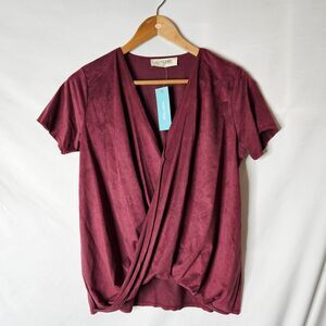 Standard People's Project Burgundy Crossover‎ Short Sleeve Top sz M NWT